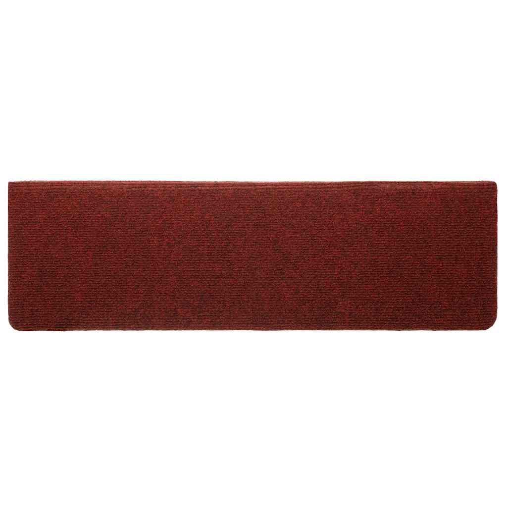 Prostirke za stepenice, samoljepljive, 10 kom, 65x21x4 cm, bordo crvene, pravokutni rub