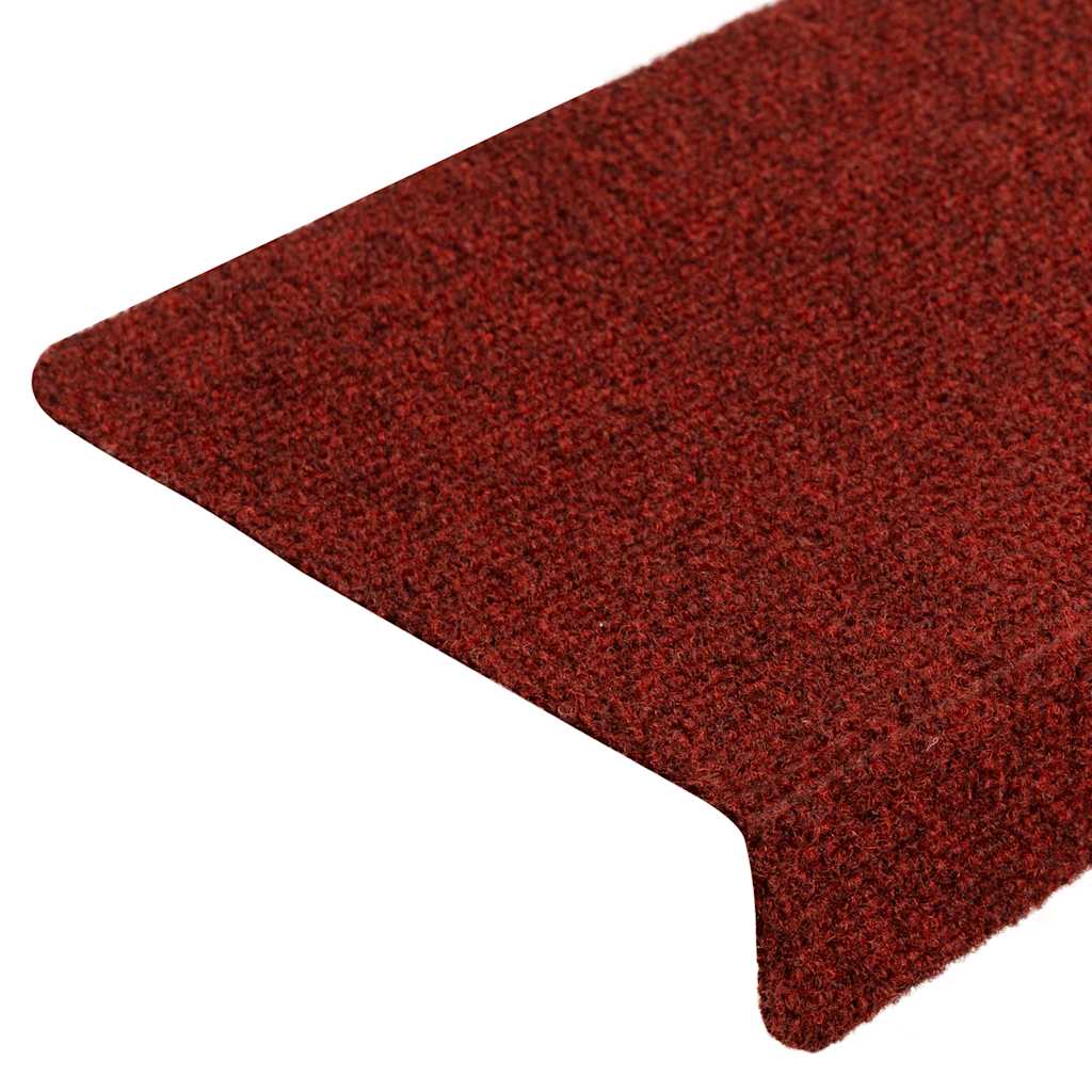 Prostirke za stepenice, samoljepljive, 10 kom, 65x21x4 cm, bordo crvene, pravokutni rub