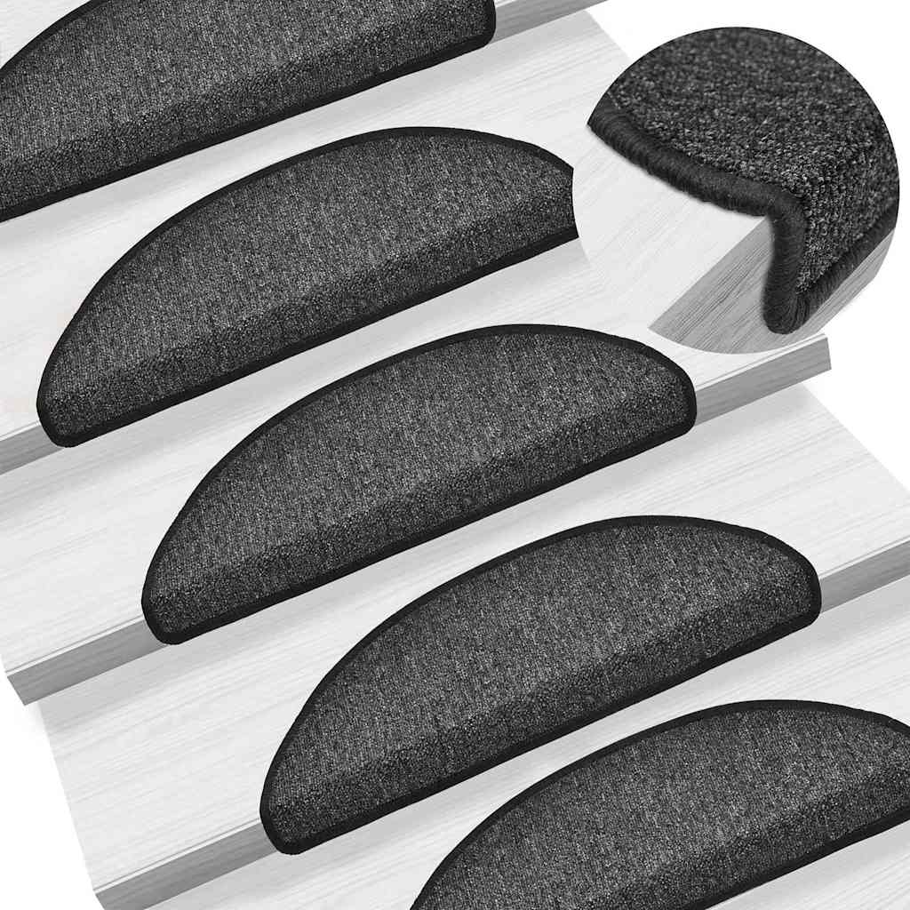 Prostirke za stepenice 10 kom 56x17x3 cm antracit poluokrugle