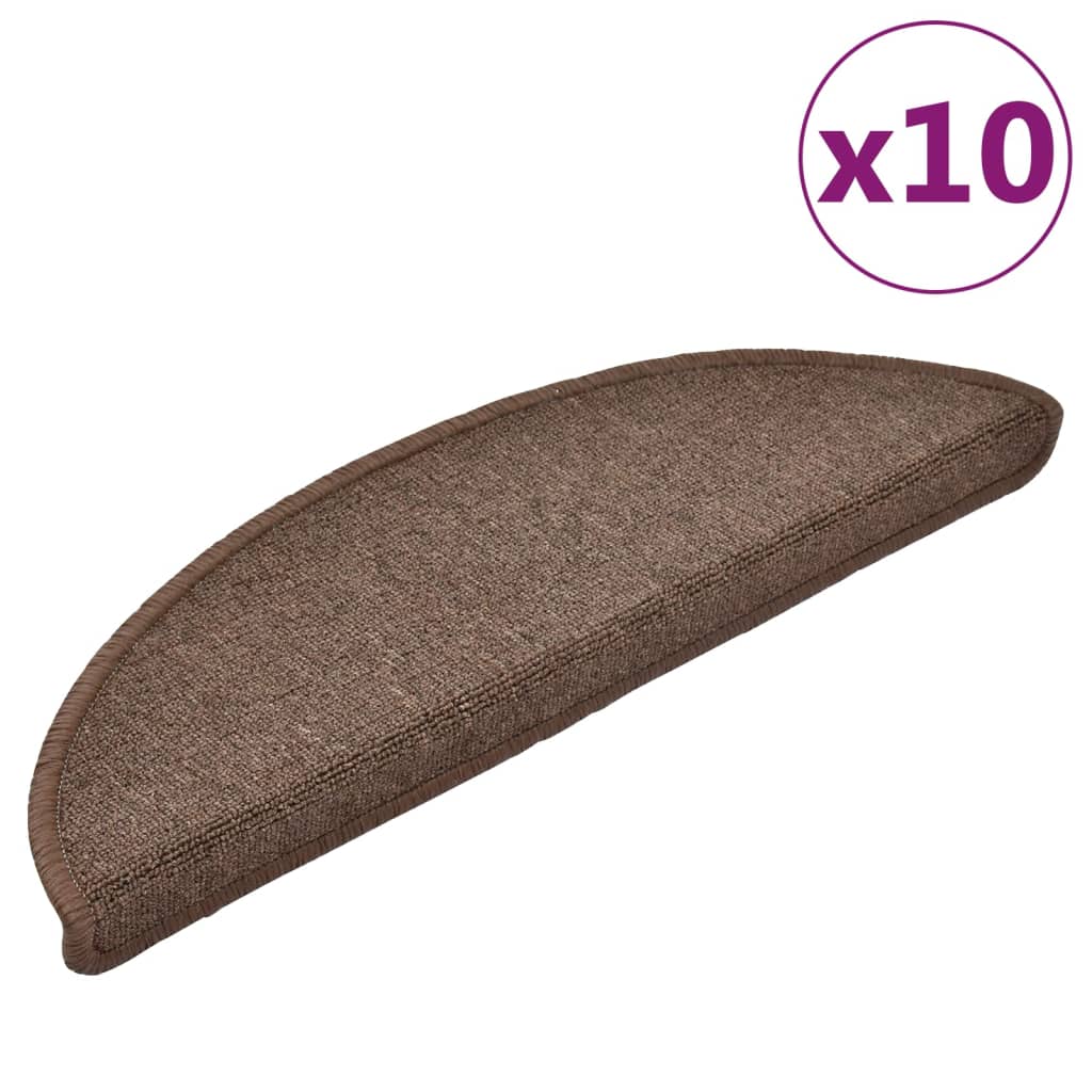 Prostirke za stepenice 10 kom 56x17x3 cm boje kave, poluokrugle