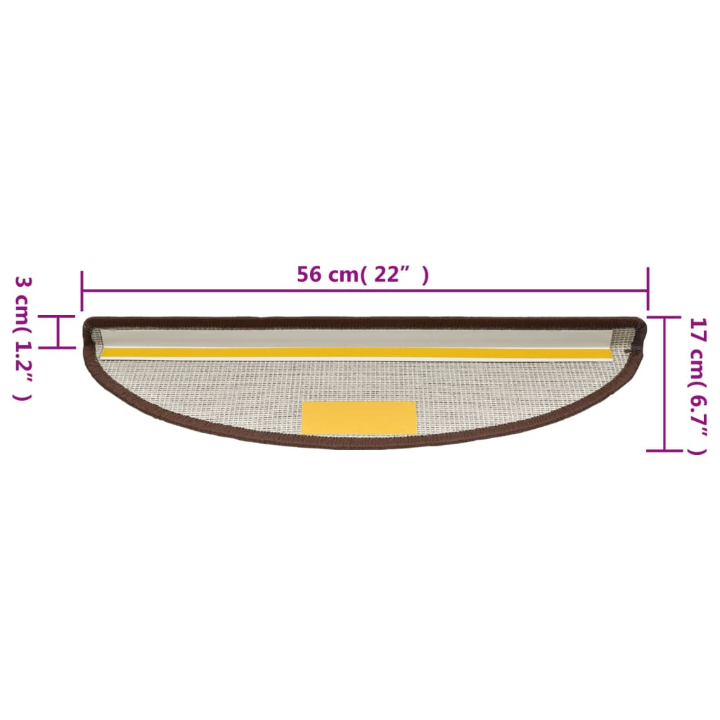 Prostirke za stepenice 10 kom 56x17x3 cm boje kave, poluokrugle