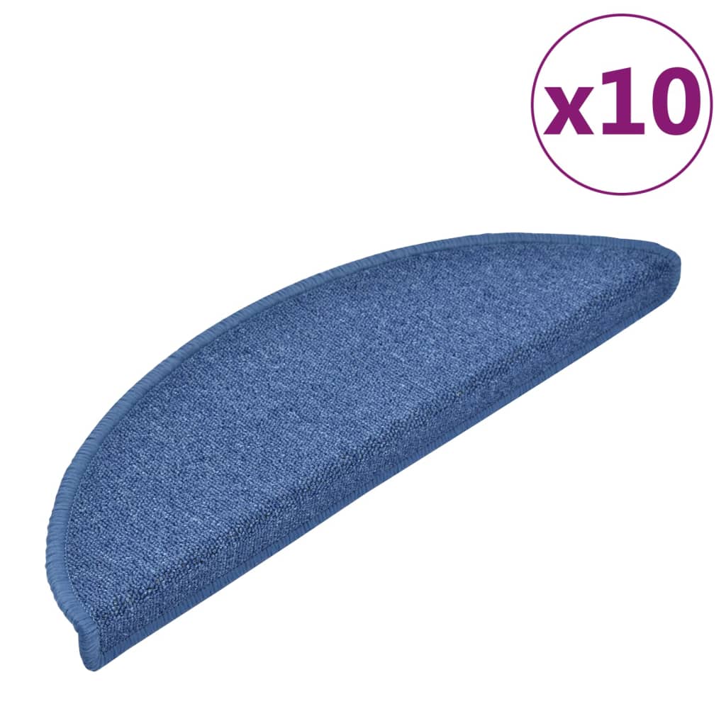 Prostirke za stepenice 10 kom 56x17x3 cm plave poluokrugle