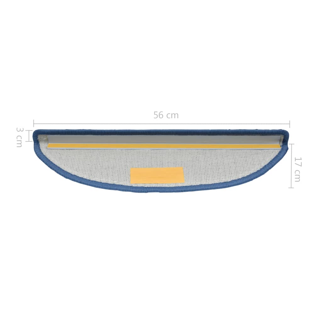 Prostirke za stepenice 10 kom 56x17x3 cm plave poluokrugle