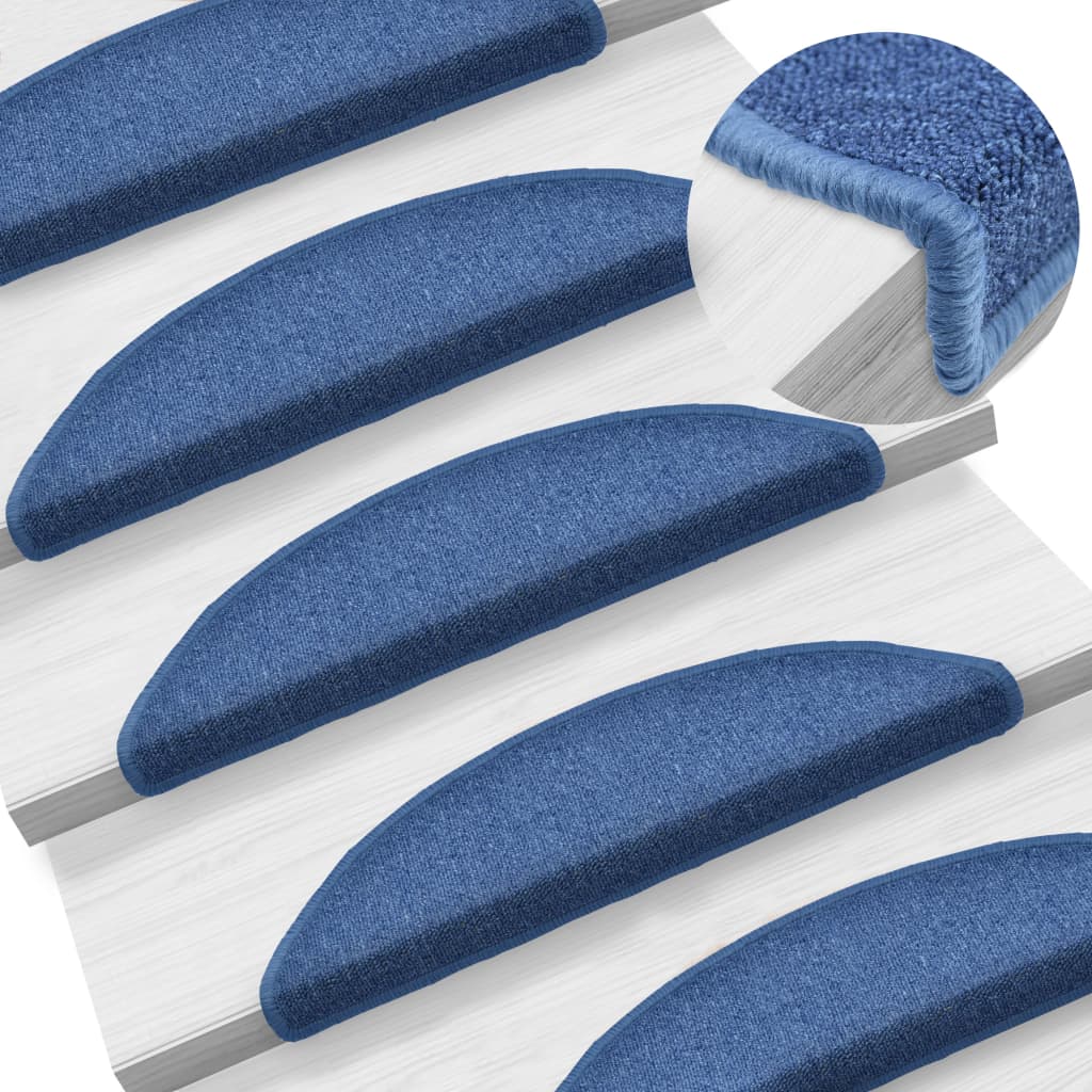 Prostirke za stepenice 10 kom 56x17x3 cm plave poluokrugle