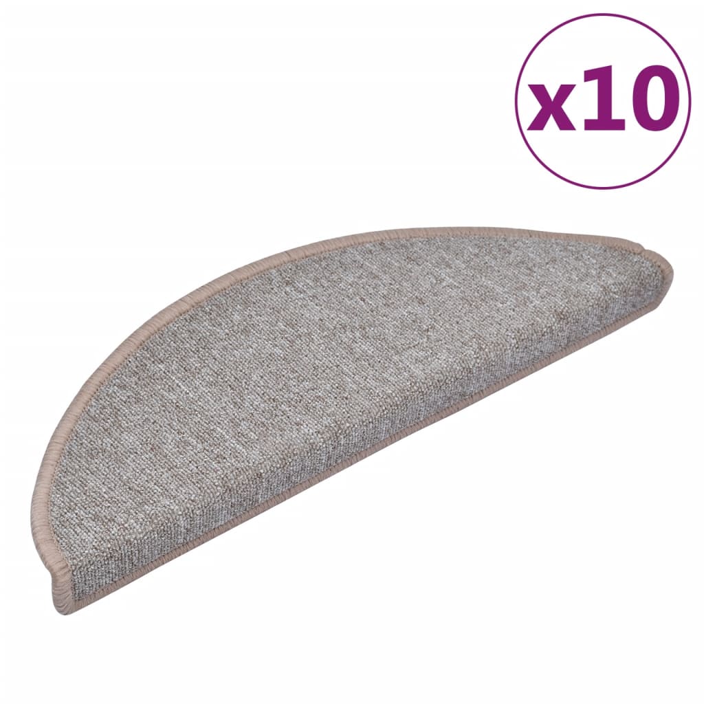 Prostirke za stepenice 10 kom 65x24x4 cm svijetlosmeđe poluokrugle velike