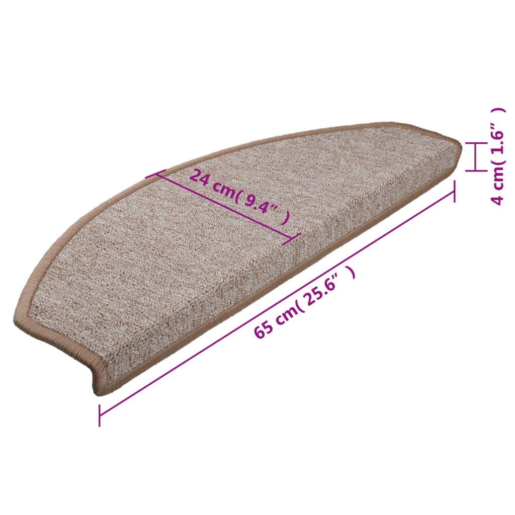 Prostirke za stepenice 10 kom 65x24x4 cm svijetlosmeđe poluokrugle velike