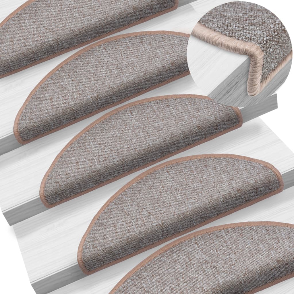 Prostirke za stepenice 10 kom 65x24x4 cm svijetlosmeđe poluokrugle velike