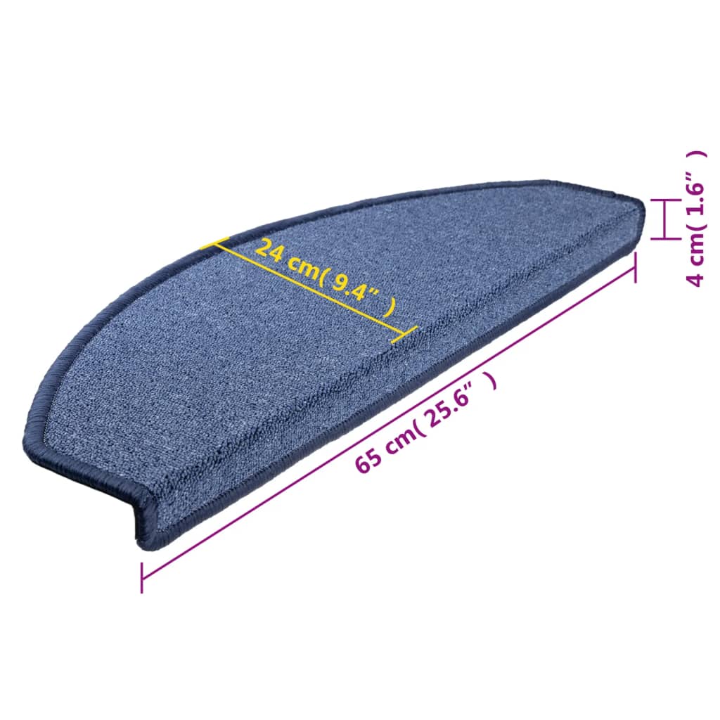 Prostirke za stepenice 10 kom 65x24x4 cm plave poluokrugle velike