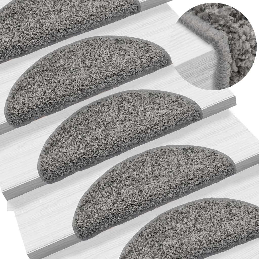 Prostirke za stepenice 10 kom 56x17x3 cm sive poluokrugle