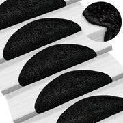 Prostirke za stepenice 10 kom 56x17x3 cm Crne poluokrugle