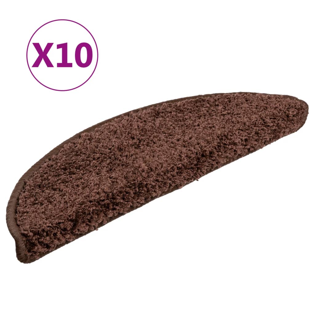 Prostirke za stepenice 10 kom 56x17x3 cm smeđe poluokrugle