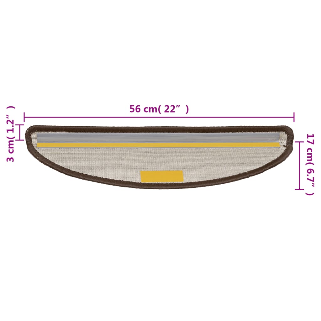 Prostirke za stepenice 10 kom 56x17x3 cm smeđe poluokrugle