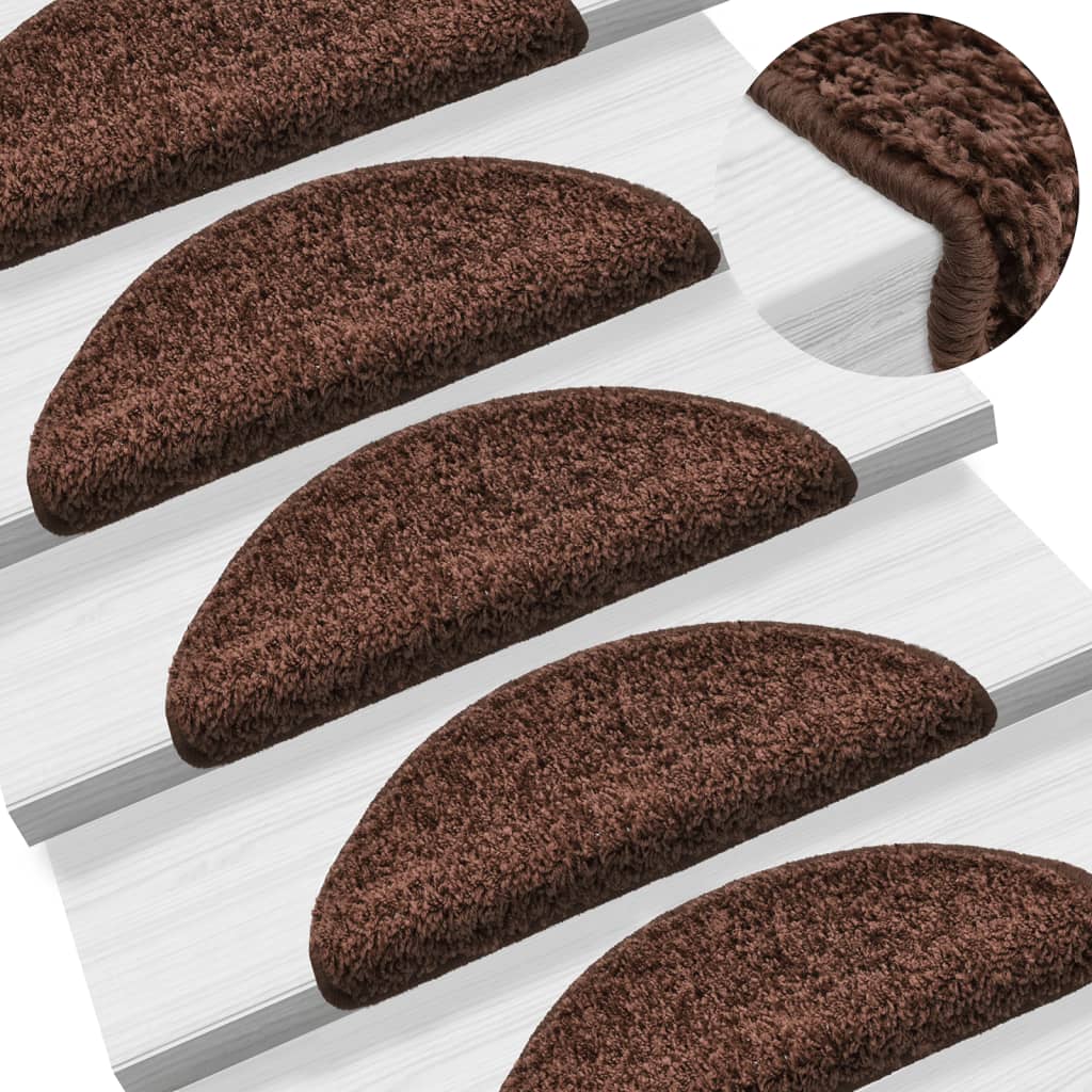 Prostirke za stepenice 10 kom 56x17x3 cm smeđe poluokrugle