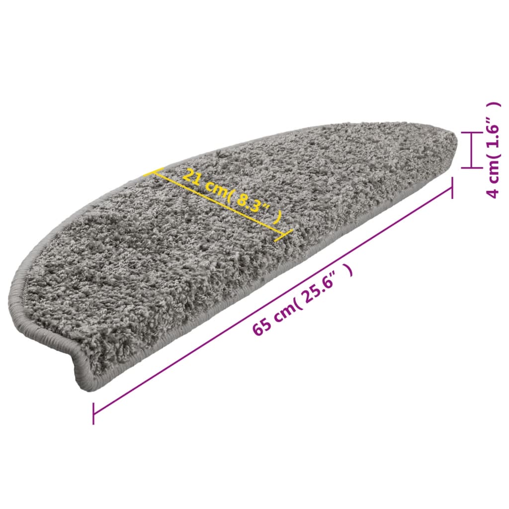 Prostirke za stepenice 10 kom 65x21x4 cm sive poluokrugle velike
