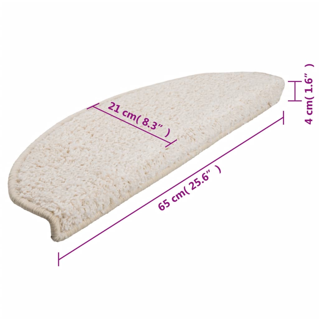 Prostirke za stepenice 10 kom 65x21x4 cm Bijele poluokrugle velike