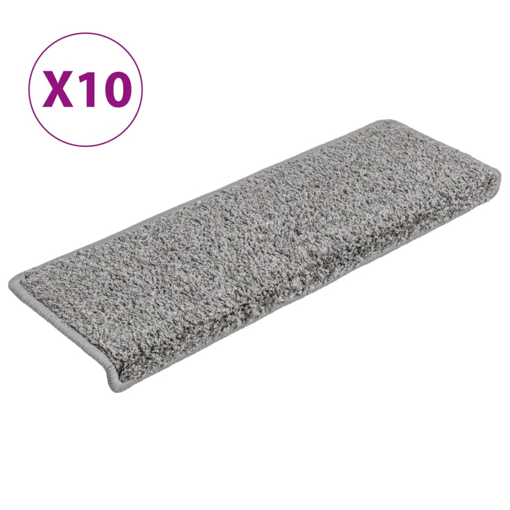 Prostirke za stepenice 10 kom 65x21x4 cm sive s pravokutnim rubom