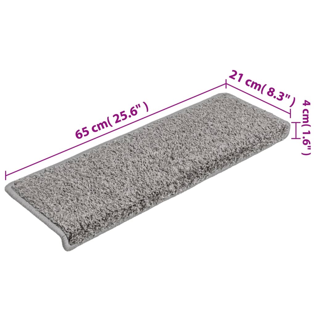 Prostirke za stepenice 10 kom 65x21x4 cm sive s pravokutnim rubom