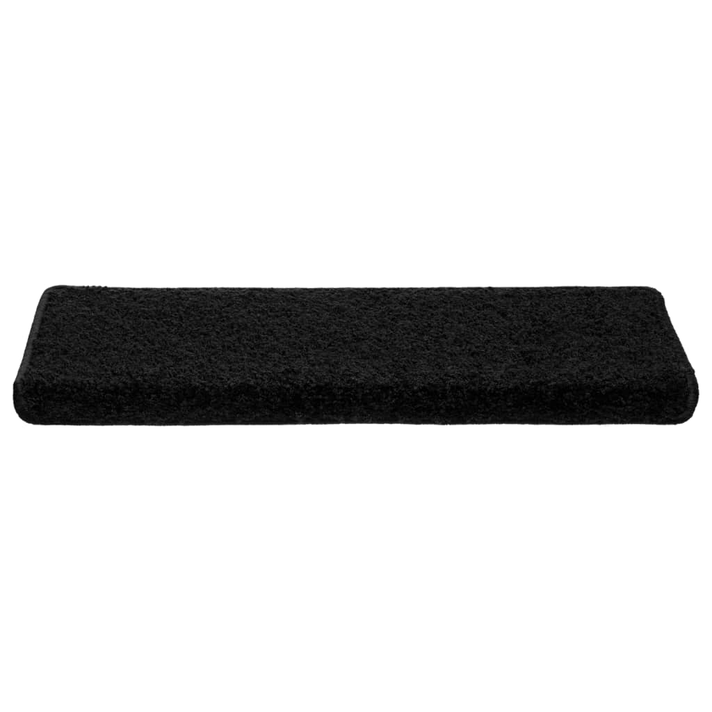 Prostirke za stepenice 10 kom 65x21x4 cm Crne s pravokutnim rubom