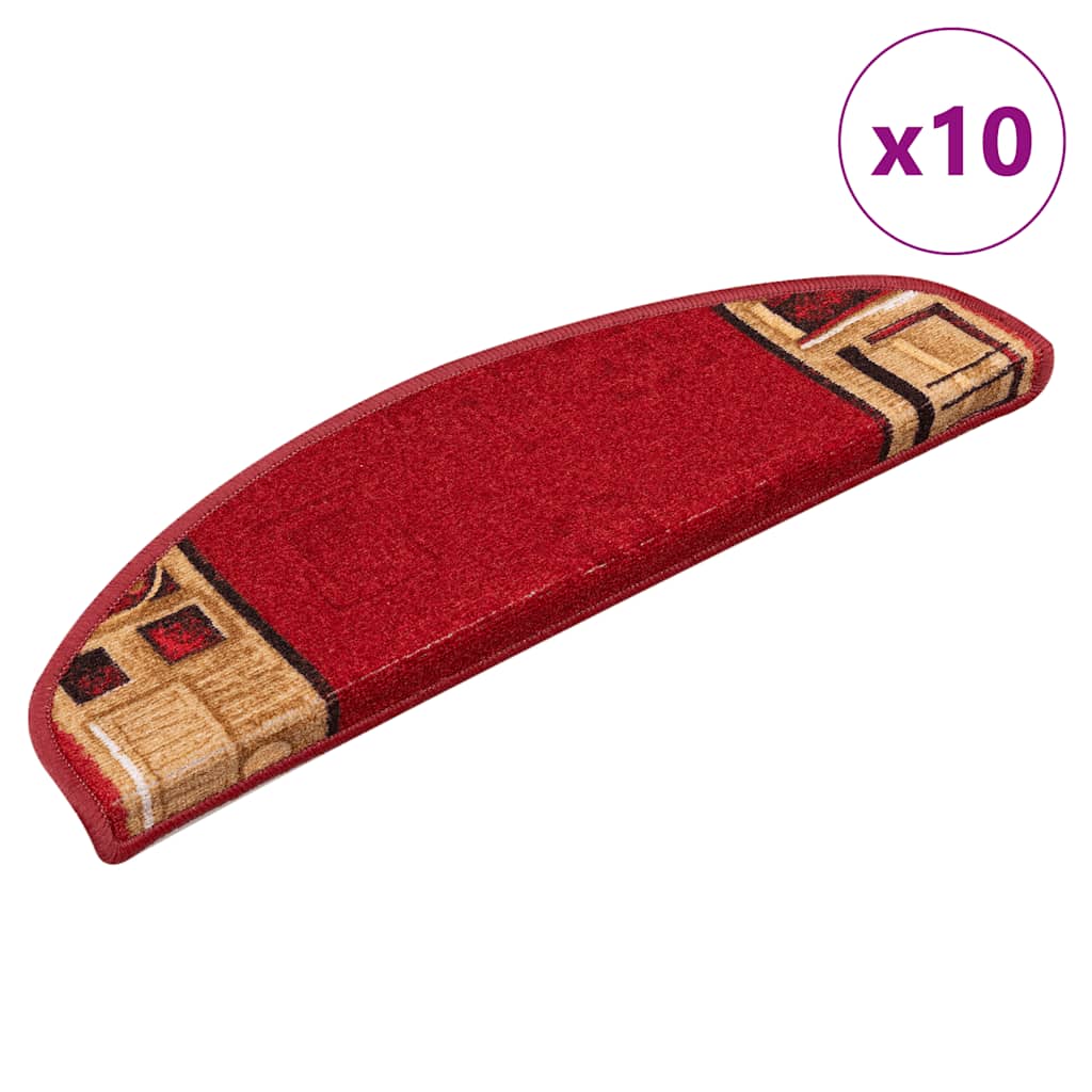 Otirači za stepenice samoljepljivi 10 kom 65x21x4 cm crveni
