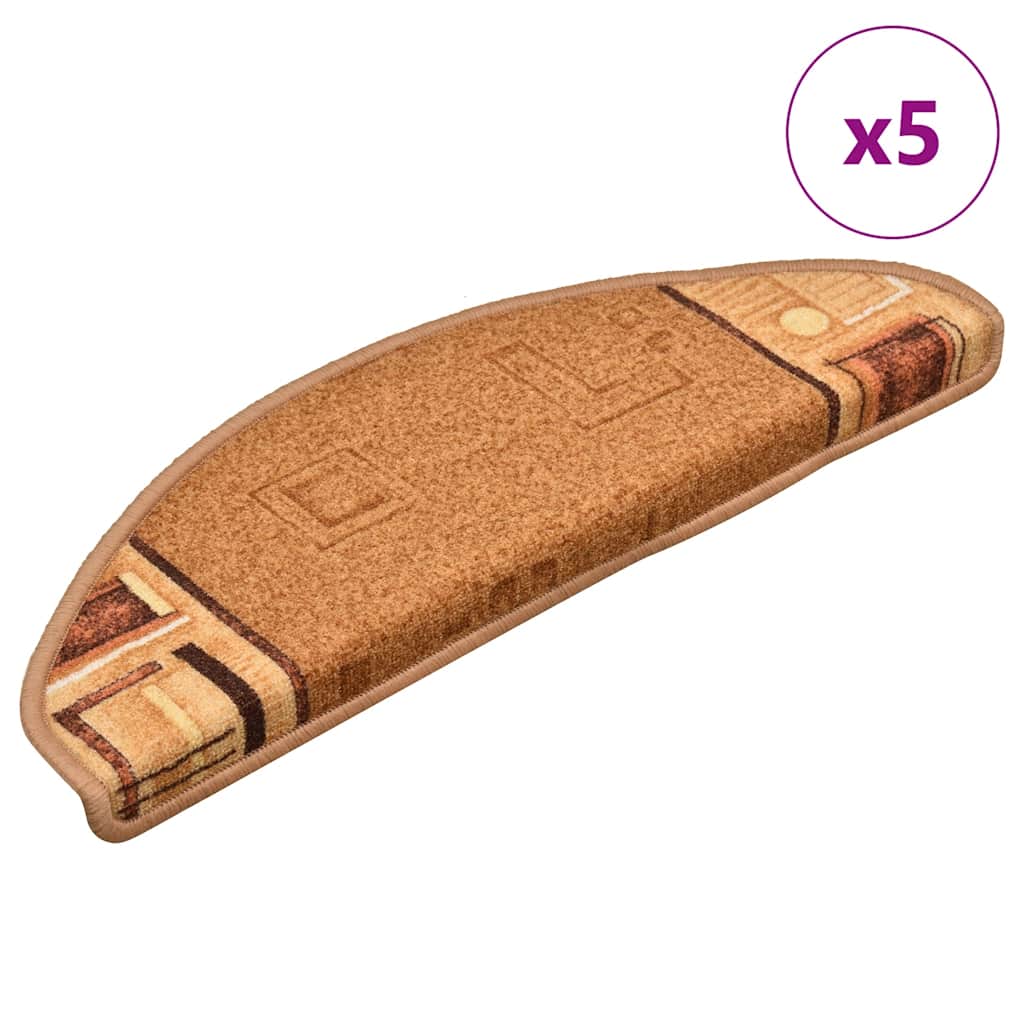 Otirači za stepenice samoljepljivi 5 kom 65x21x4 cm bež