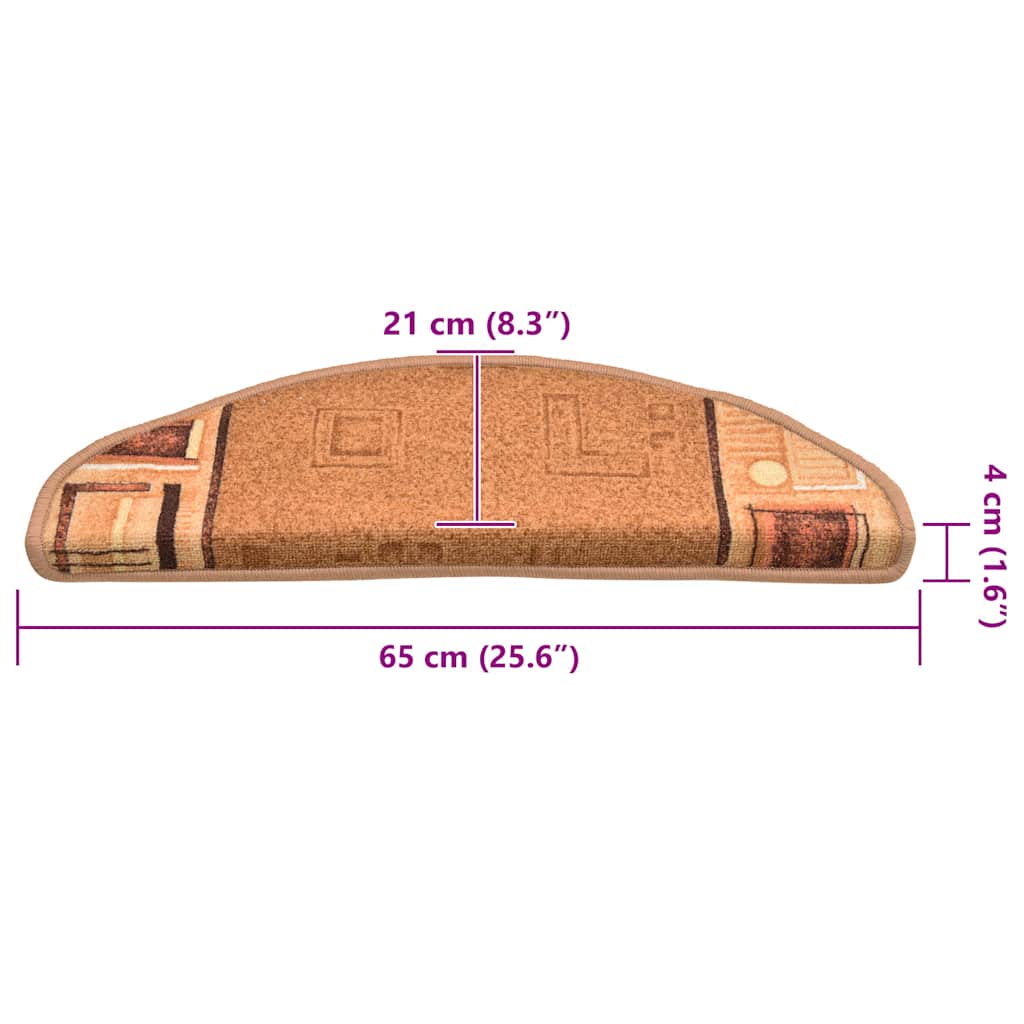 Otirači za stepenice samoljepljivi 5 kom 65x21x4 cm bež