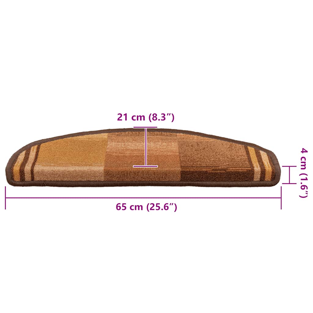 Otirači za stepenice samoljepljivi 10 kom 65x21x4 cm smeđi