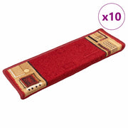 Otirači za stepenice samoljepljivi 10 kom 65x21x4 cm crveni