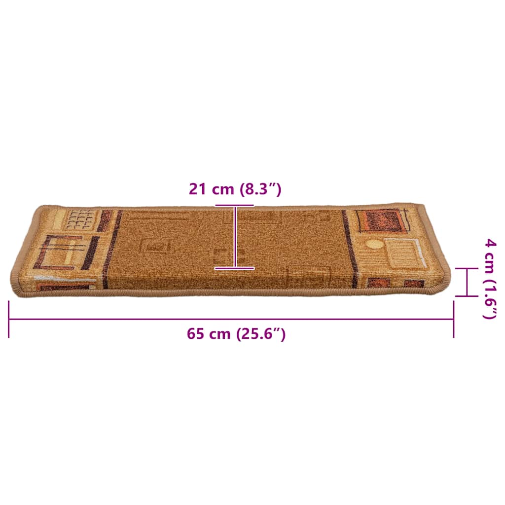 Otirači za stepenice samoljepljivi 5 kom 65x21x4 cm bež