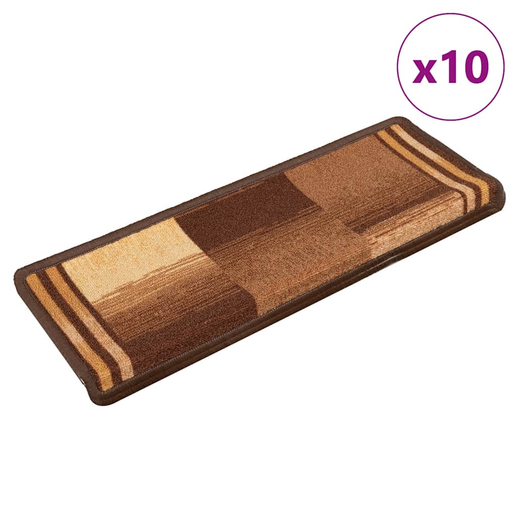 Otirači za stepenice samoljepljivi 10 kom 65x21x4 cm smeđi