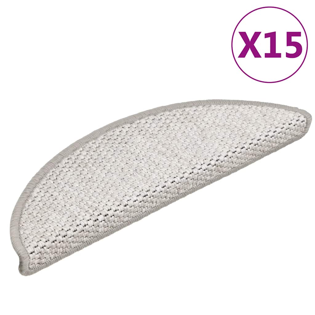 Samoljepljivi otirači za stube 15 kom 56x17x3 cm boja platine