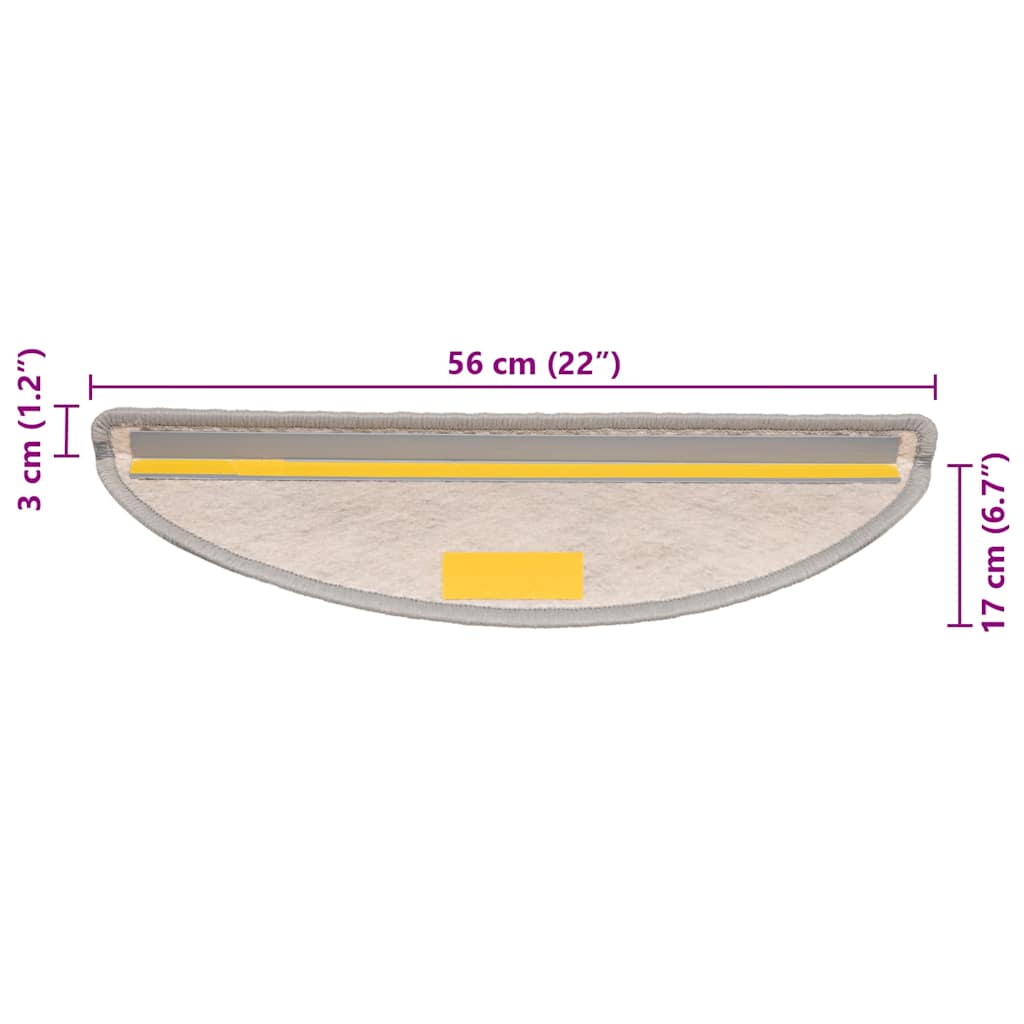 Samoljepljivi otirači za stube 15 kom 56x17x3 cm boja platine