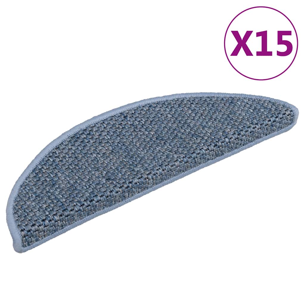Samoljepljivi otirači za stepenice 15 kom 56x17x3 cm plavi