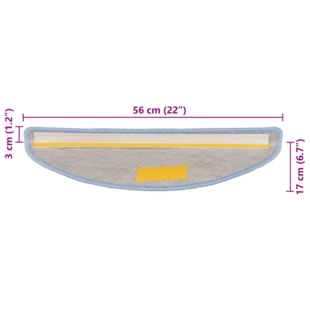 Samoljepljivi otirači za stepenice 15 kom 56x17x3 cm plavi