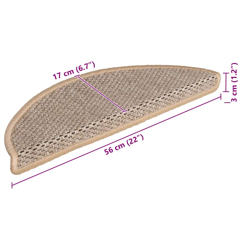 Samoljepljivi otirači za stepenice 15 kom 56x17x3 cm svjetlobež