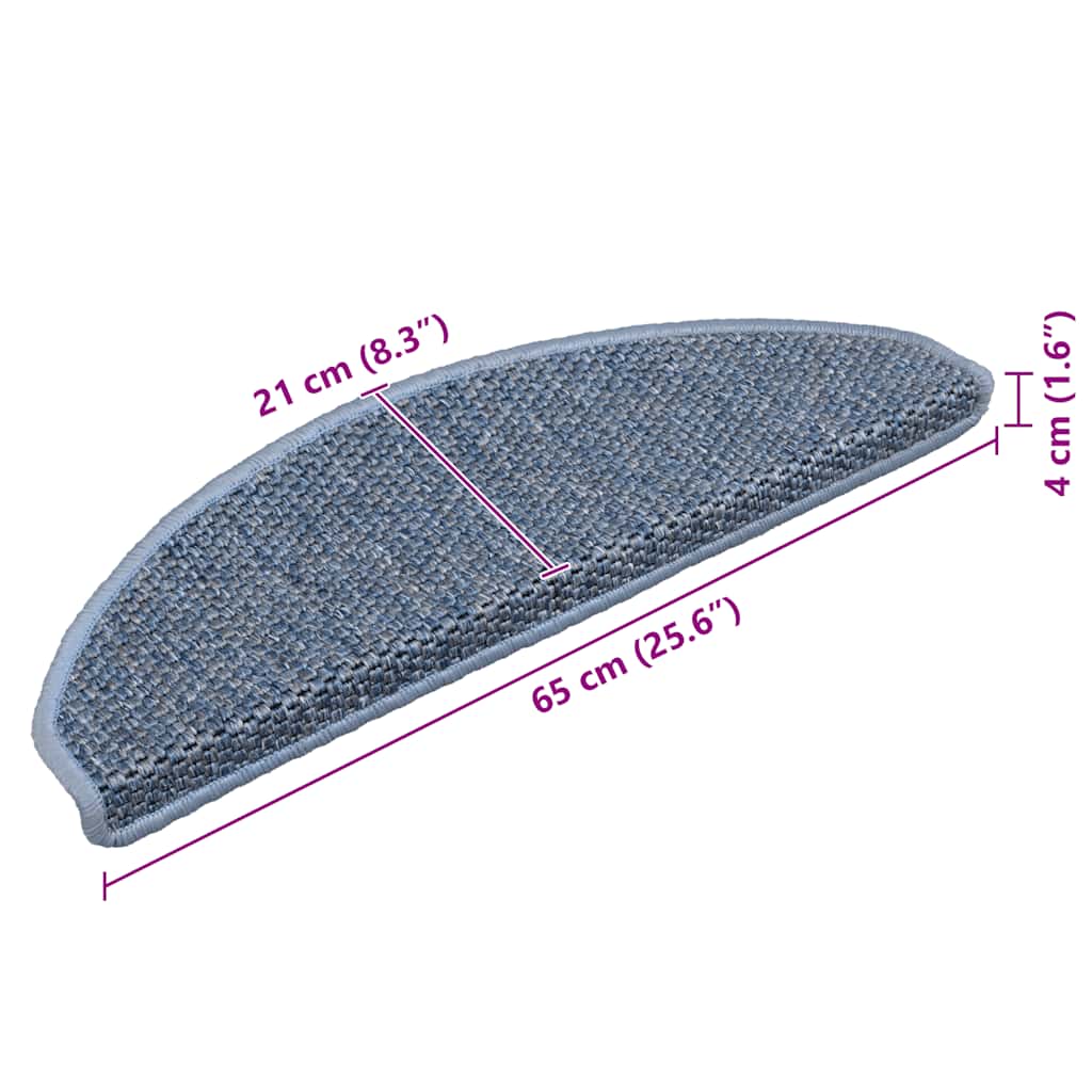 Samoljepljivi otirači za stepenice 15 kom 65x21x4 cm plavi