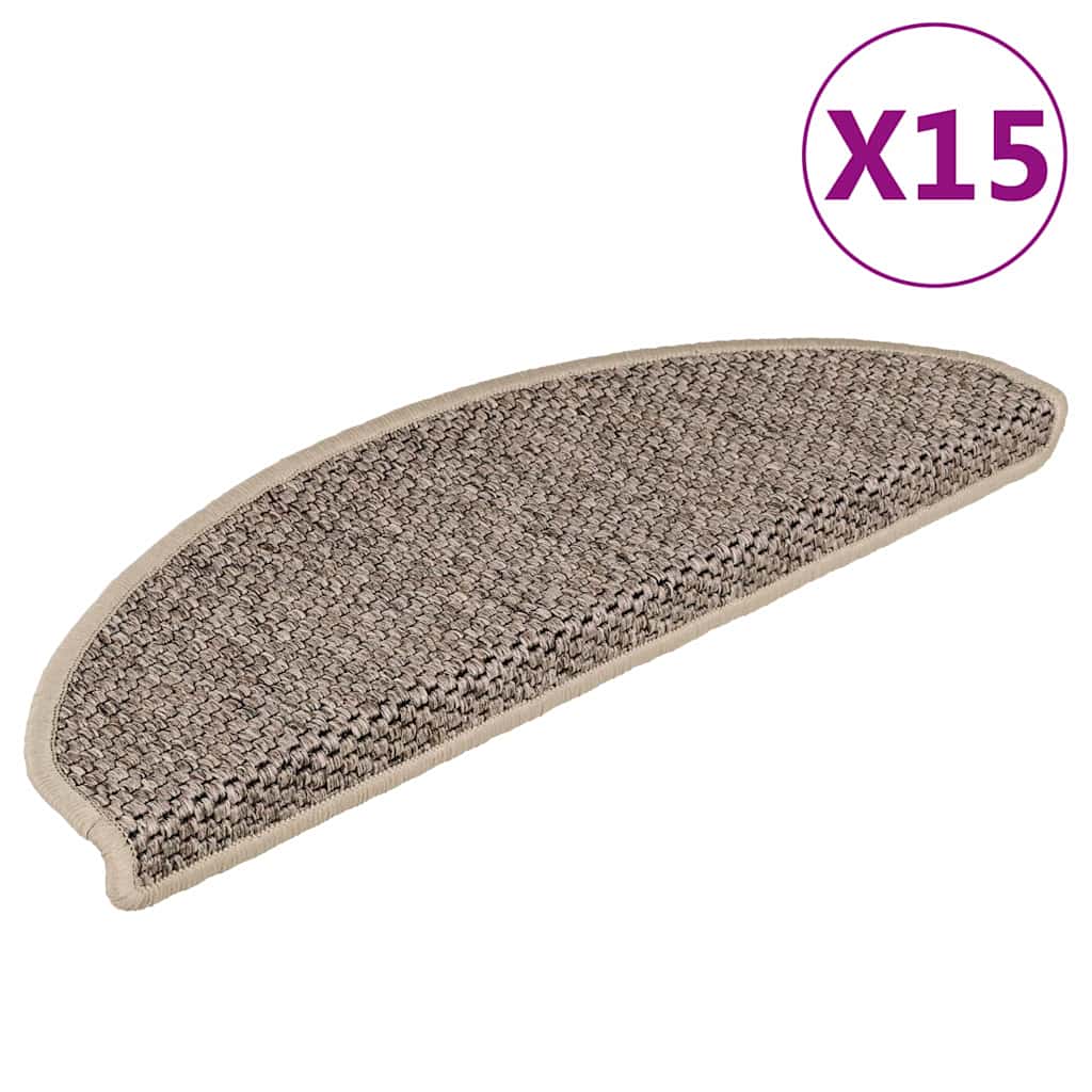 Samoljepljivi otirači za stepenice 15 kom 65x21x4 cm tamnobež