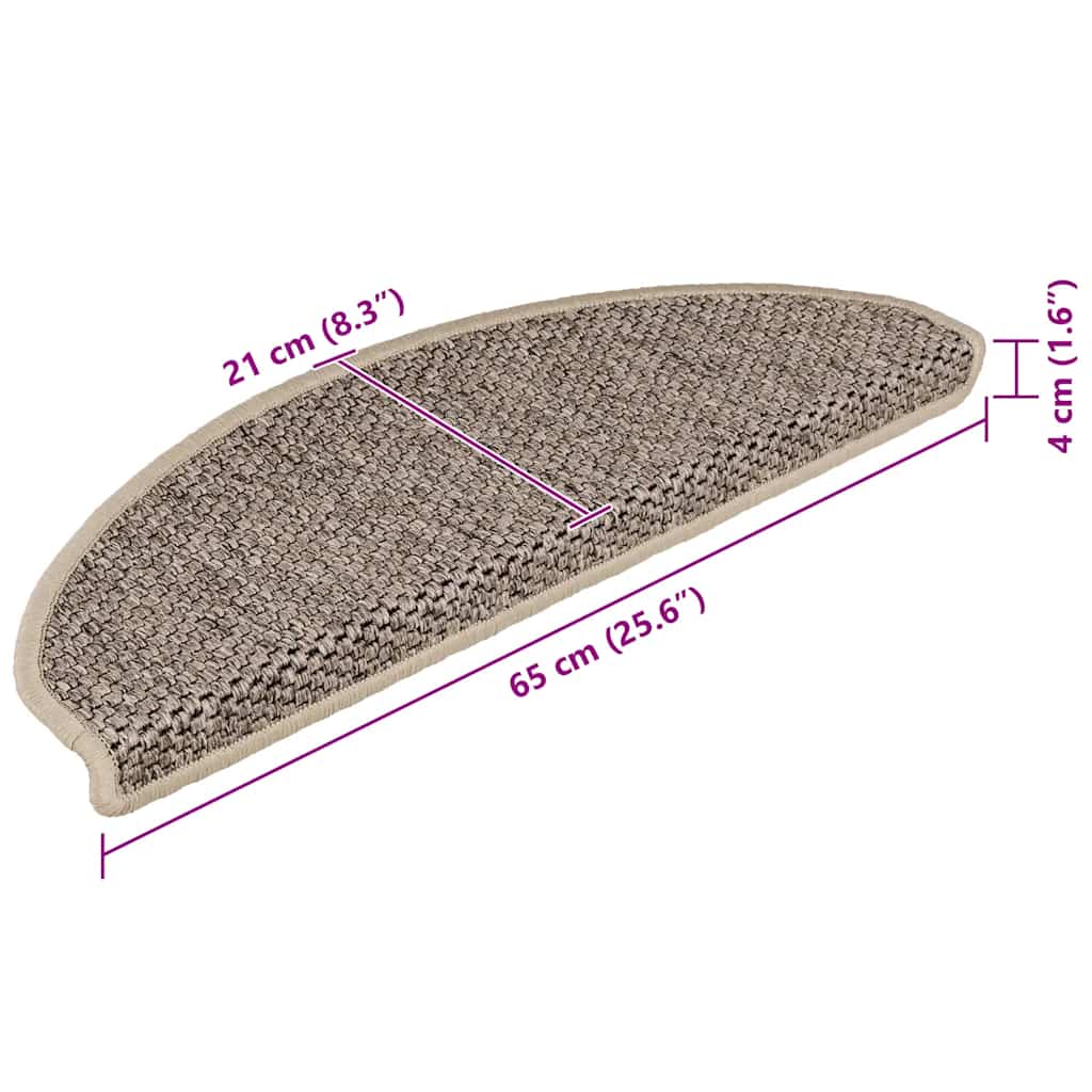 Samoljepljivi otirači za stepenice 15 kom 65x21x4 cm tamnobež