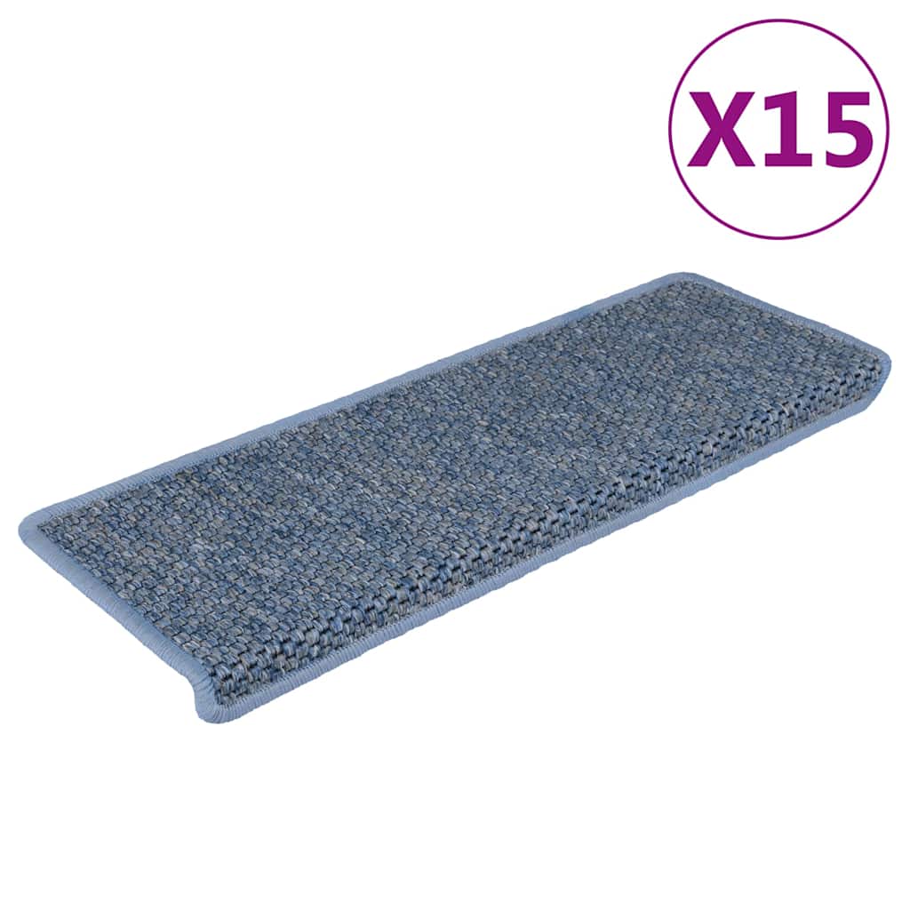 Samoljepljivi otirači za stepenice 15 kom 65x21x4 cm plavi