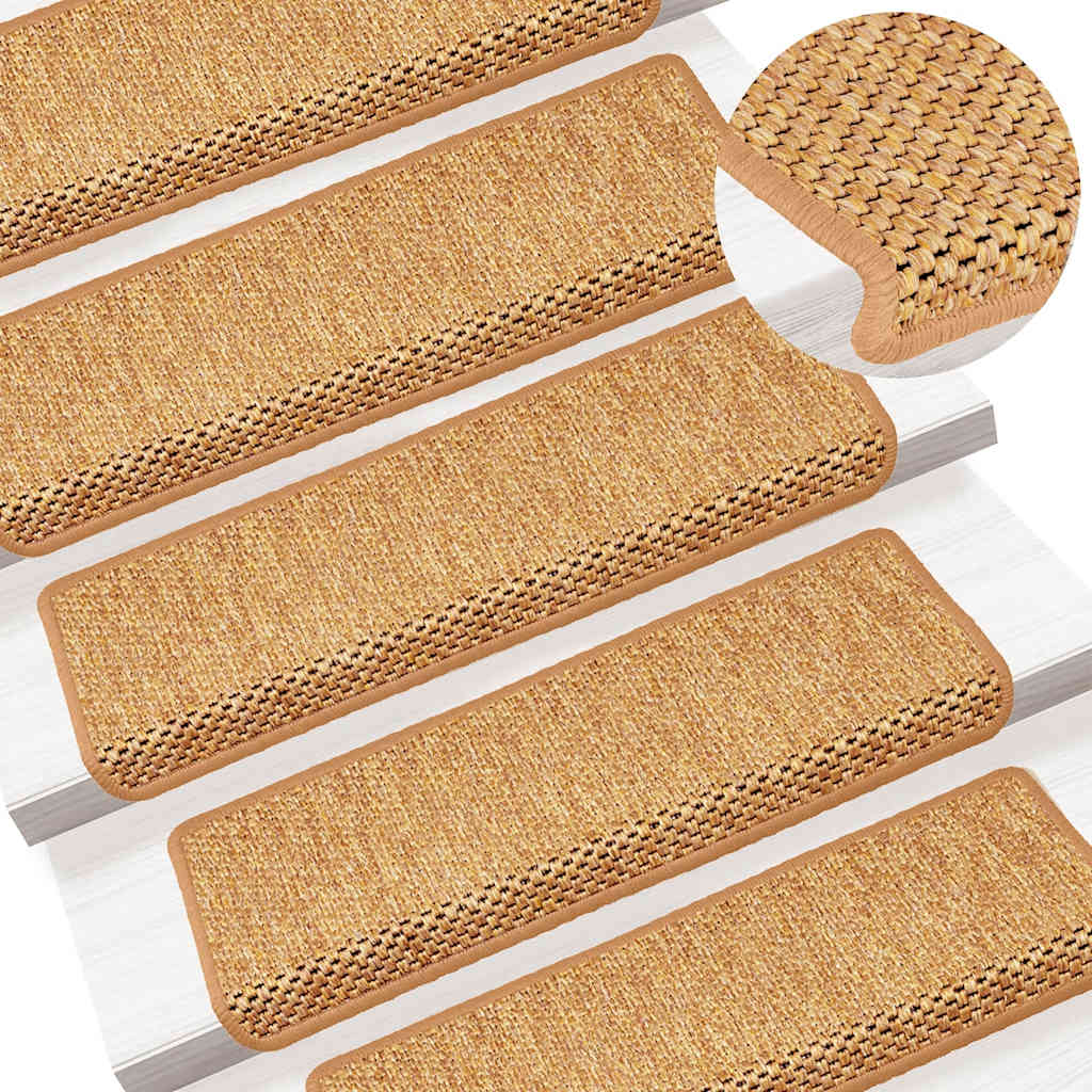 Samoljepljivi otirači za stepenice 15 kom 65x21x4 cm sisal