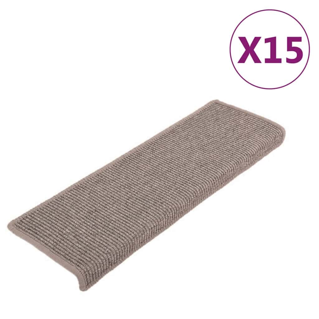 Prostirke za stepenice 15 kom 65x21x4 cm tamno bež pravokutni rub