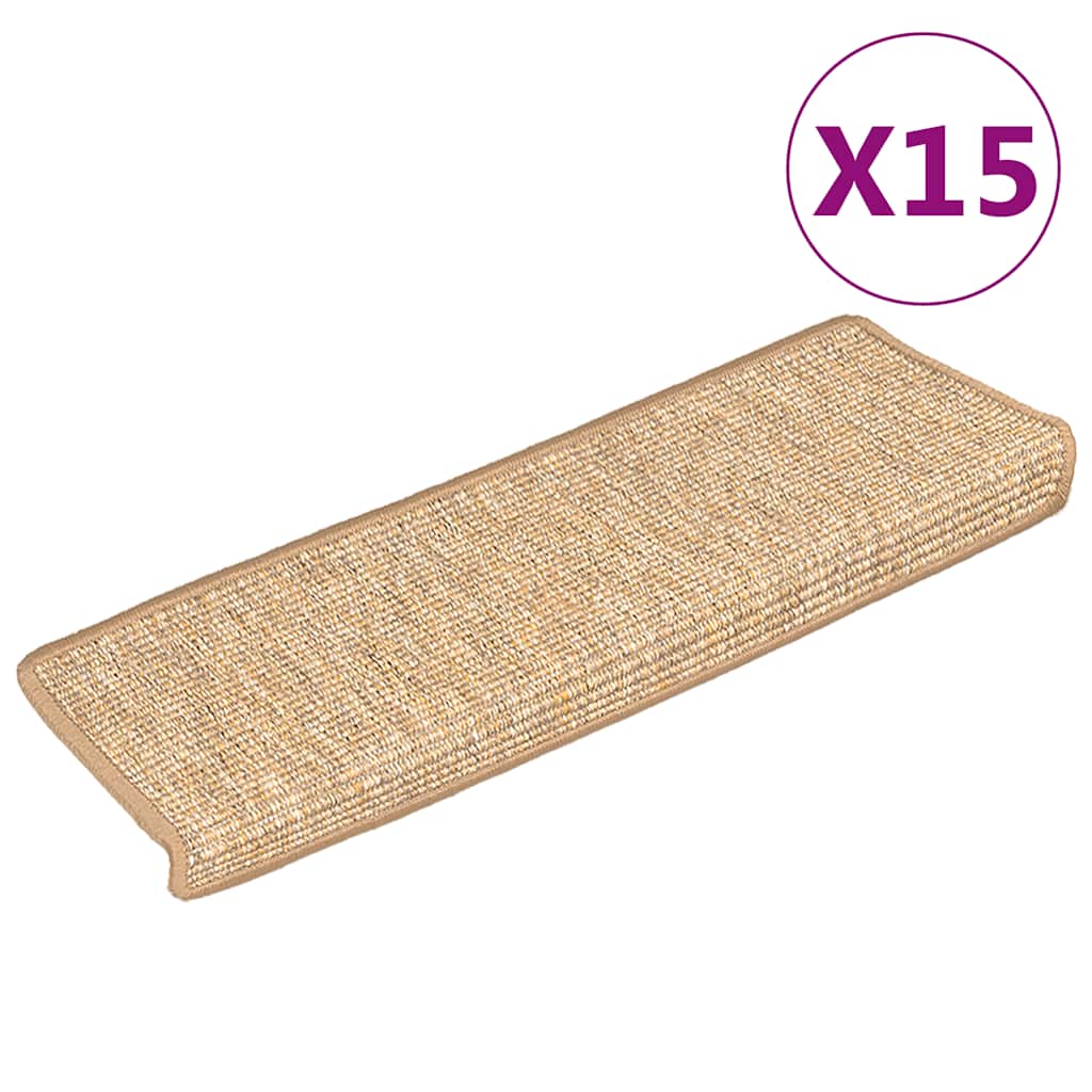 Prostirke za stepenice 15 kom 65x21x4 cm svijetlosmeđe pravokutne rubove