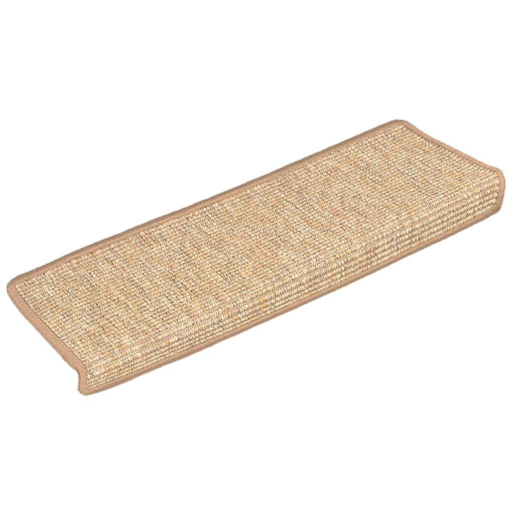 Prostirke za stepenice 15 kom 65x21x4 cm svijetlosmeđe pravokutne rubove