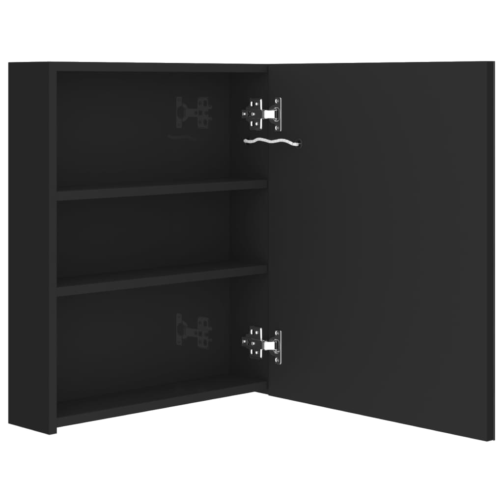 LED kupaonski ormarić s ogledalom sjajni crni 50 x 14 x 60 cm