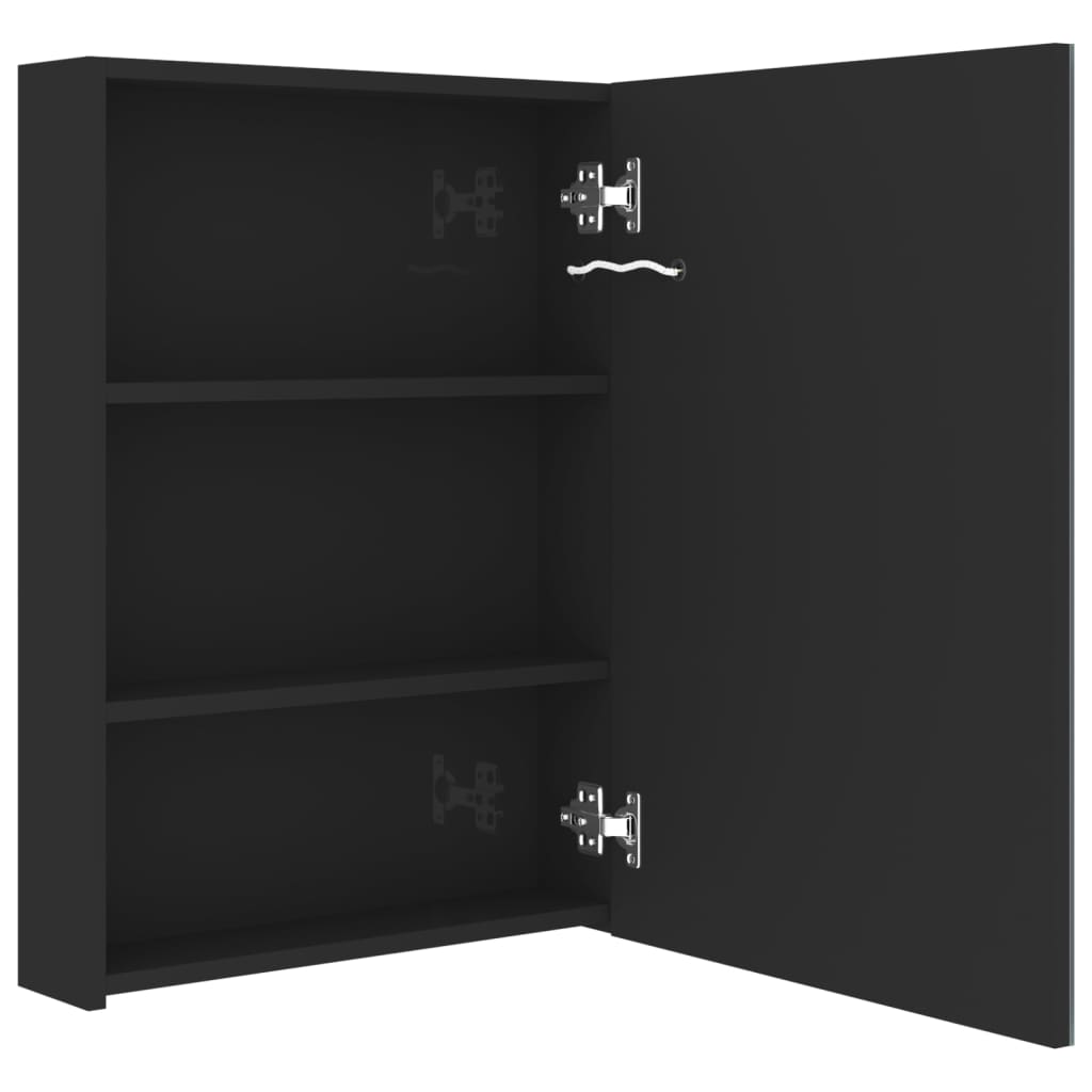 LED kupaonski ormarić s ogledalom sjajni crni 50 x 13 x 70 cm
