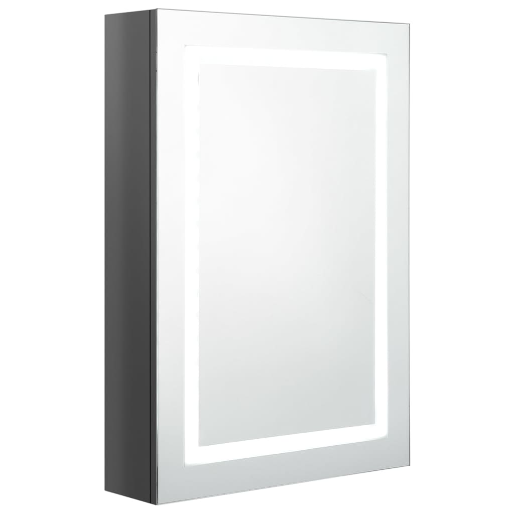 LED kupaonski ormarić s ogledalom sjajni sivi 50 x 13 x 70 cm