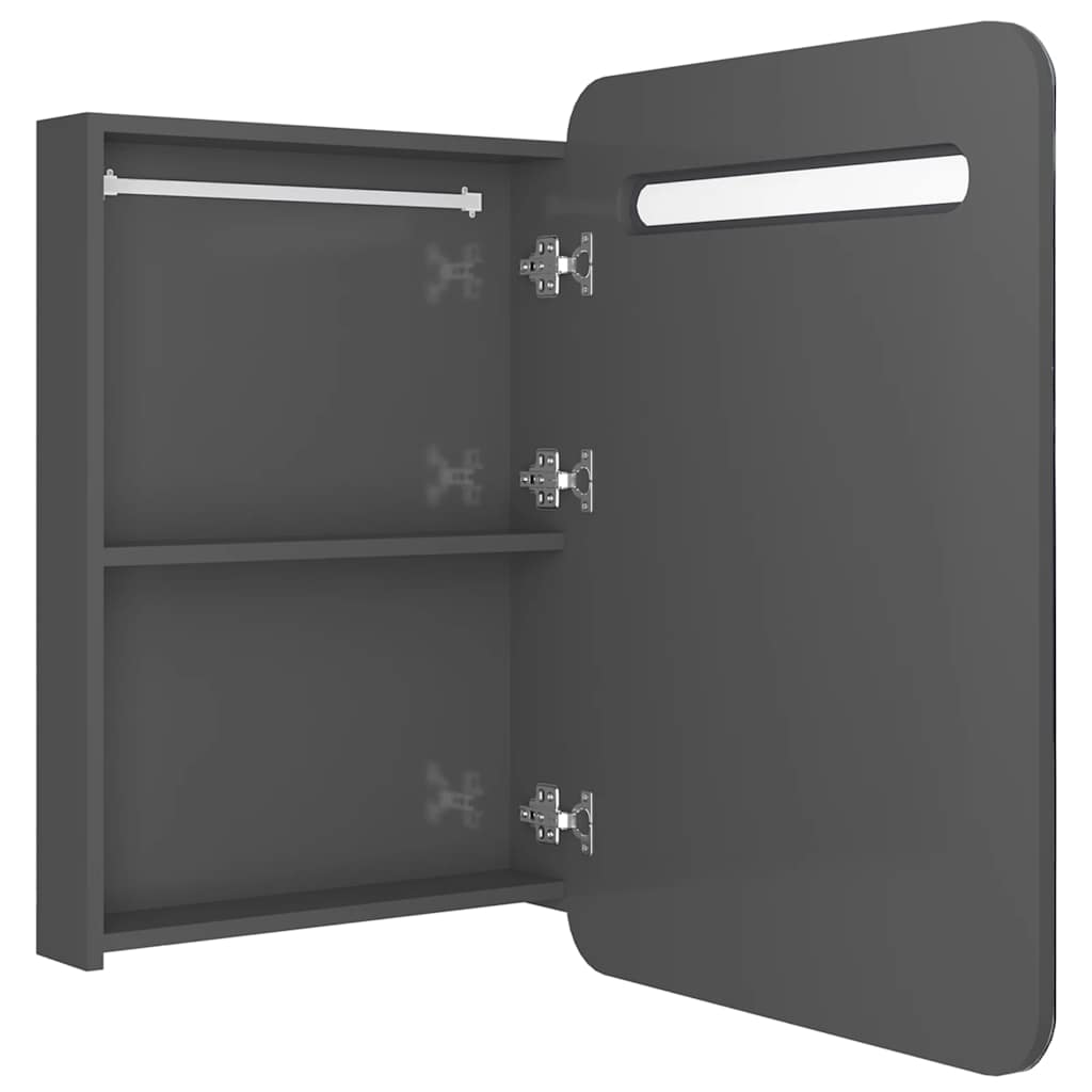 LED kupaonski ormarić s ogledalom sjajni sivi 60 x 11 x 80 cm