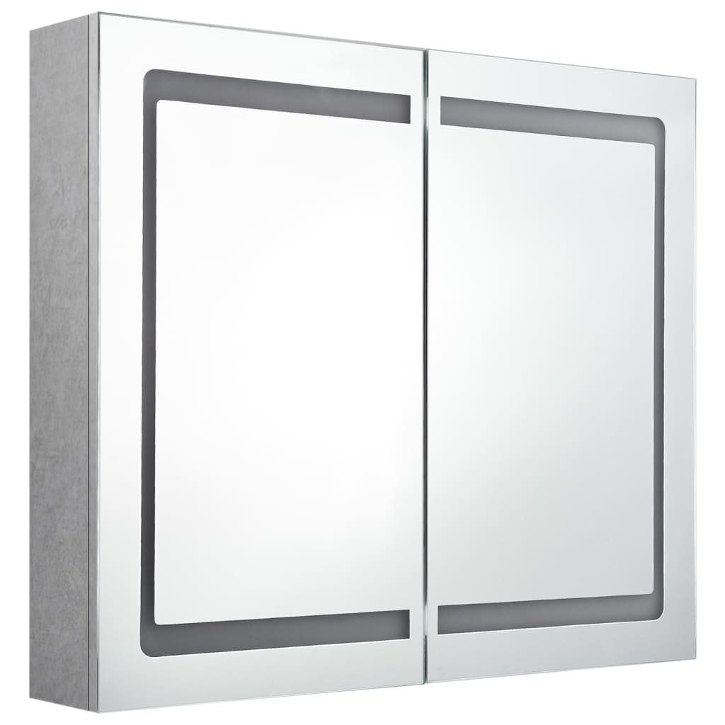 LED kupaonski ormarić s ogledalom siva boja betona 80x12x68 cm