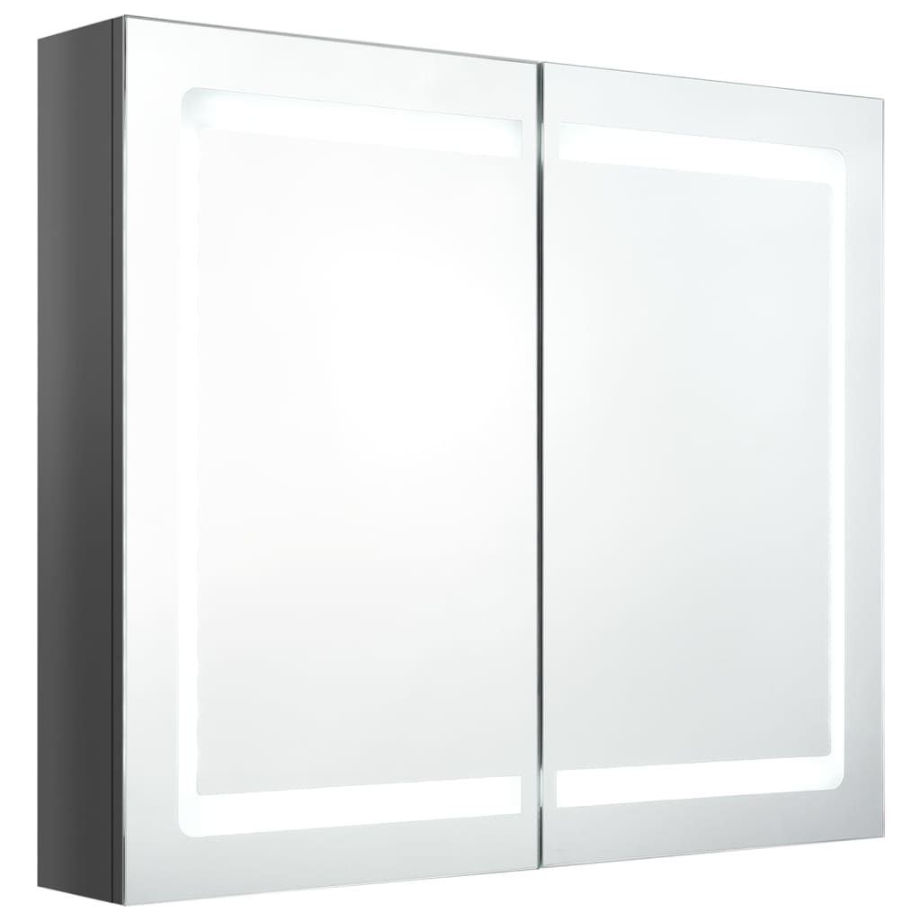 LED kupaonski ormarić s ogledalom sjajni sivi 80 x 12 x 68 cm
