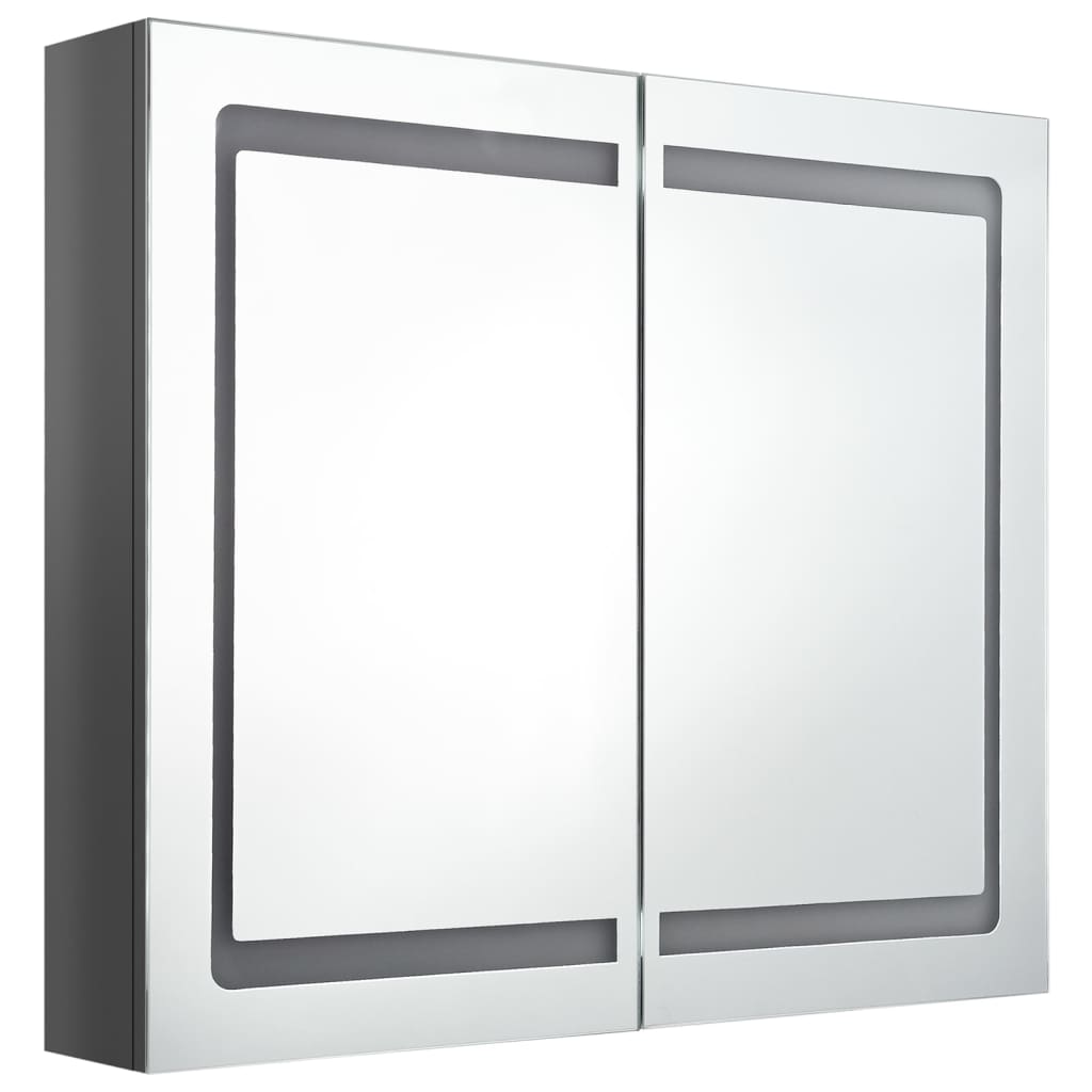 LED kupaonski ormarić s ogledalom sjajni sivi 80 x 12 x 68 cm