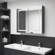 LED kupaonski ormarić s ogledalom sjajni sivi 80 x 12 x 68 cm